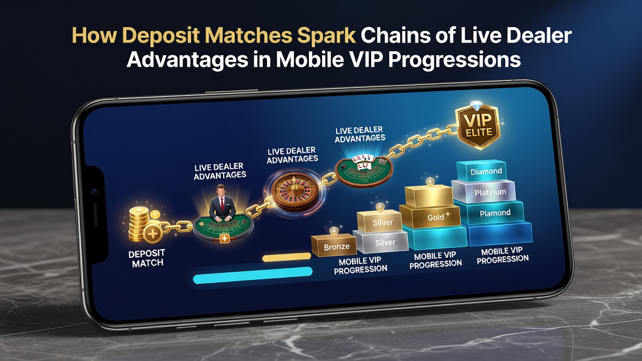 Darstellung mobiler VIP-Progression mit Live-Dealer-Vorteilen und Bonusketten