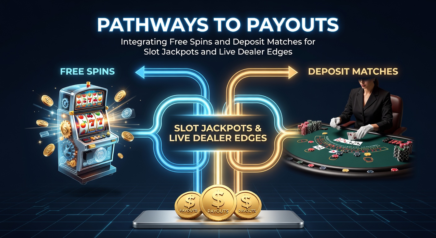 Grafik zeigt integrierte Free-Spins- und Einzahlungsboni in Slot-Jackpots mit Live-Dealer-Elementen