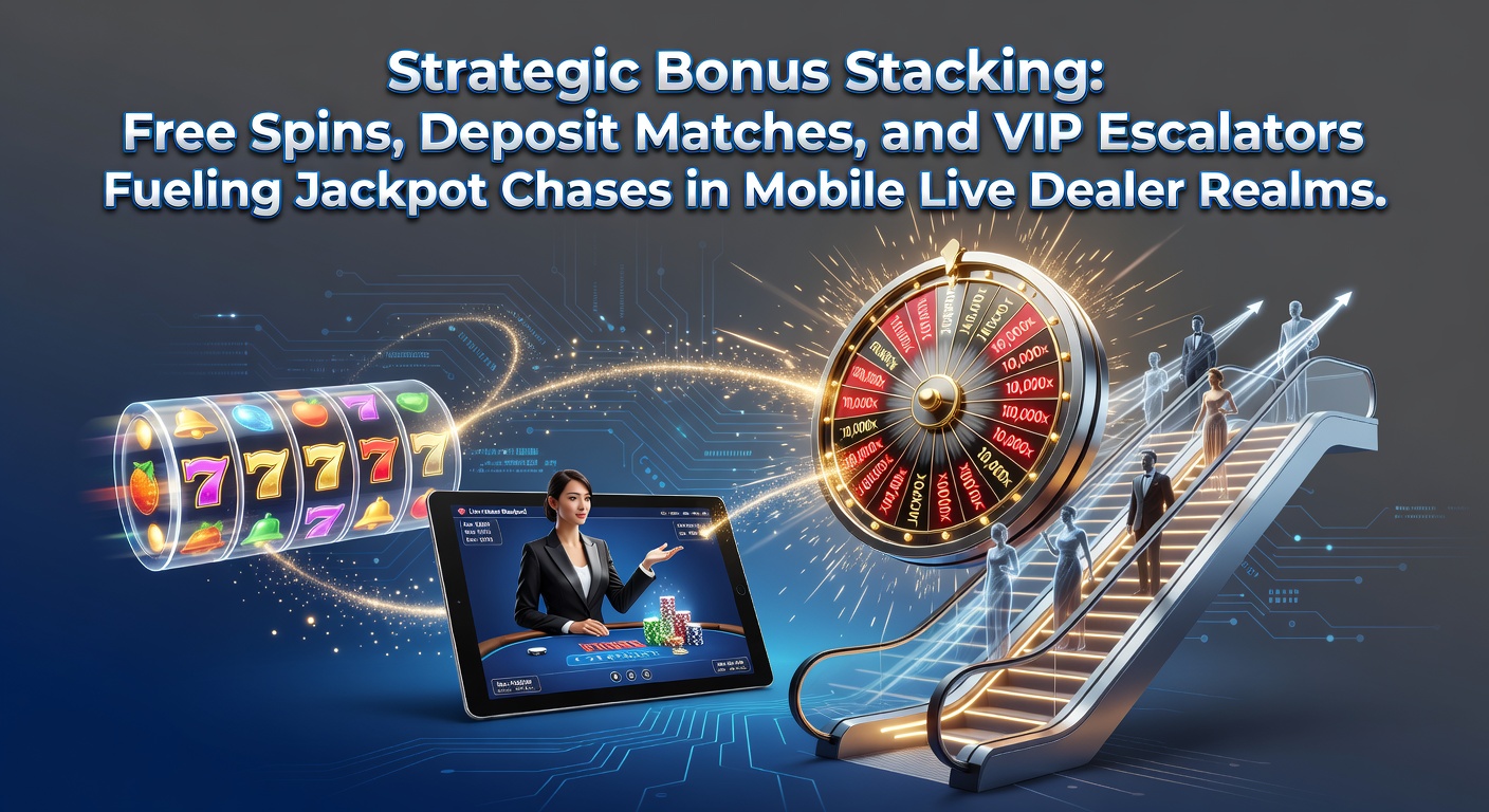 Grafik zeigt gestapelte Boni in einem mobilen Live-Dealer-Casino mit Jackpot-Anzeigen und Freispiel-Symbolen